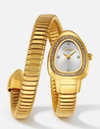 Cotier Gold Snake Chain Crystal Watch