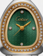 Cotier Two-Tone Snake Chain Crystal Green Watch