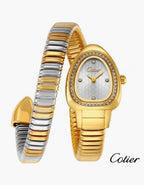 Cotier Two-Tone Snake Chain Crystal Watch