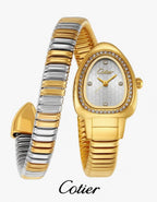 Cotier Two-Tone Snake Chain Crystal Watch