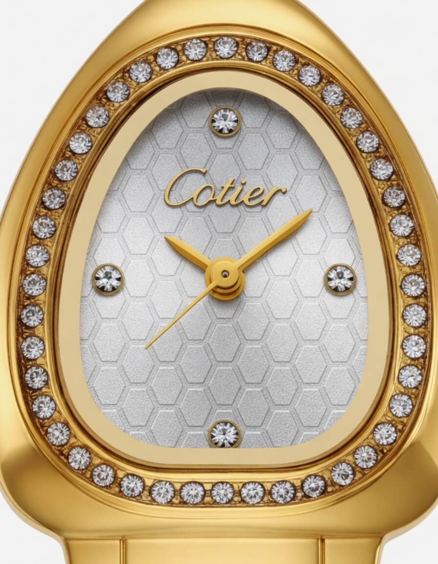 Cotier Two-Tone Snake Chain Crystal Watch