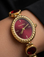 Louis Nice Red Gemstone Gold Watch