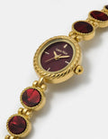 Louis Nice Red Gemstone Gold Watch