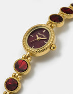 Louis Nice Red Gemstone Gold Watch