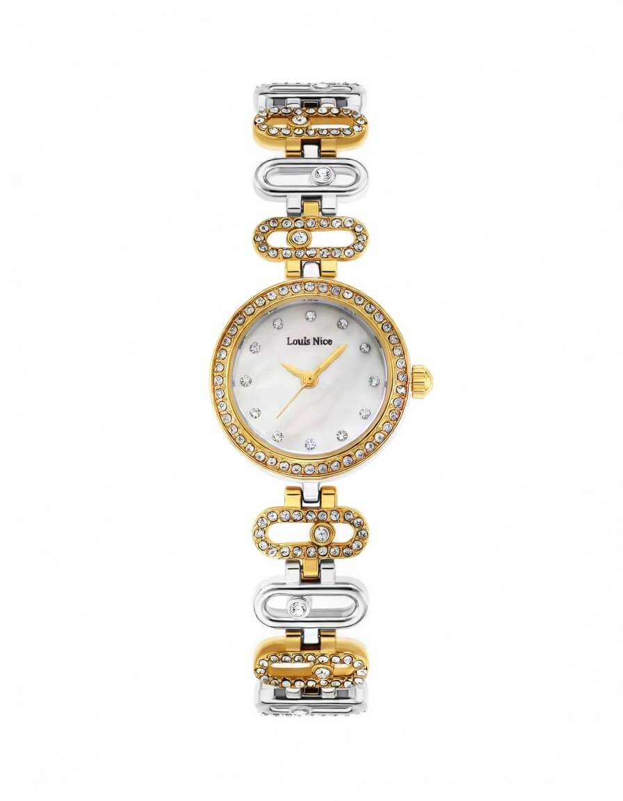 Louis Nice Two-Tone Crystal White Watch