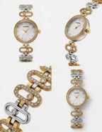 Louis Nice Two-Tone Crystal White Watch