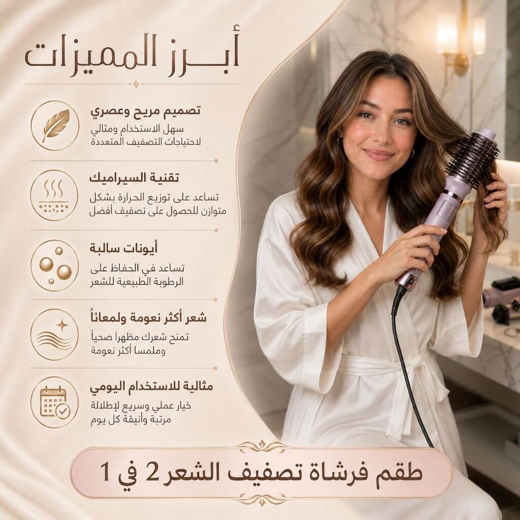 طقم فرشاة تصفيف الشعر 2 في 1