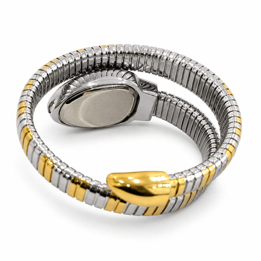 Cotier Two-Tone Snake Chain Crystal Watch