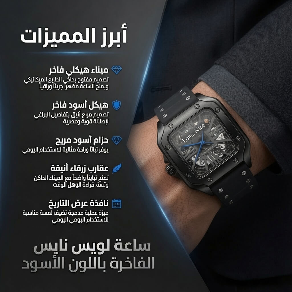 ساعة "لويس" الفاخرة باللون الأسود